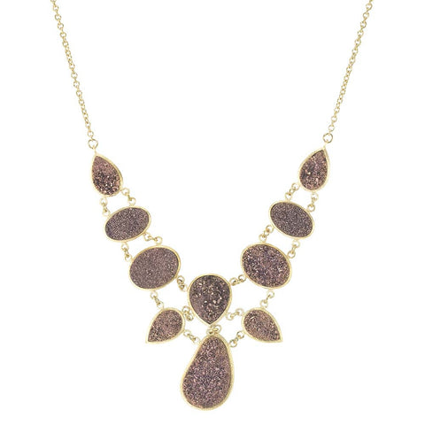 18K YG Plated, Bronze Drusy Cabochon Necklace