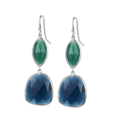 14K YG Plated Faceted Green Onyx Earrings