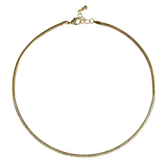 Rhinestones Gold Omega chain Delicate collar necklace