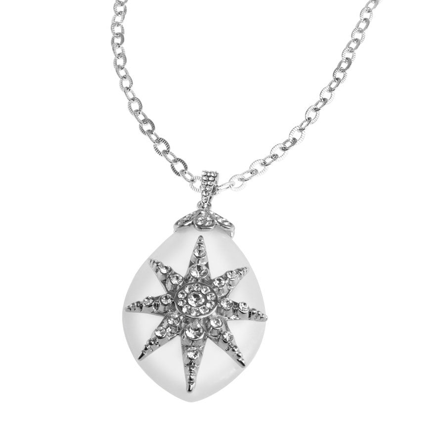 "Deco Starburst" Ivory Teardrop Pendant Necklace