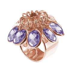 18K RG Plated Sterling Silver, Amethyst Shaky Charm Ring
