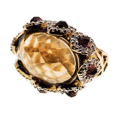 18K RG Plated, Multi Stone Cluster Ring