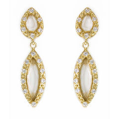 18K YG Plated, Crystal, Victorian Style Earrings