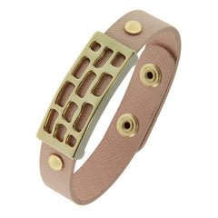 18K YG Plated, Pale Pink Leather Modern Era Snap Bracelet