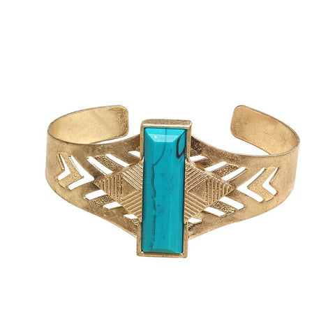 18K YG Plated, Peacock Drusy Cut-Out Cuff