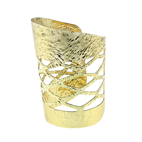 18K Rose Gold Plated Brass Amethyst Wide Bold Cuff