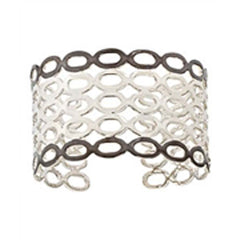 Two-Tone, 18K YG And Black Rhodium Plated, Fashion Cut-Out Cuff Bracelet