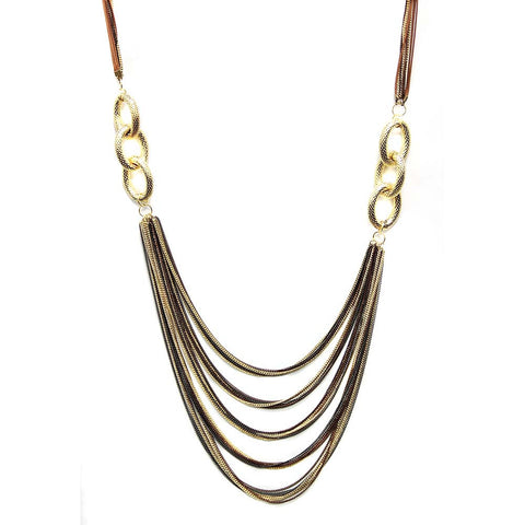 18K YG Plated, Long Inner Circle Chain Necklace