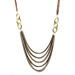 Chocolate And 18Kt YG Plated Brass, Long Links Necklace