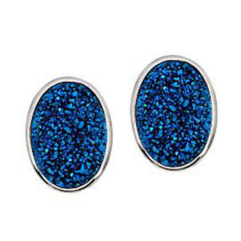 Rhodium Plated Drusy Stud Earrings