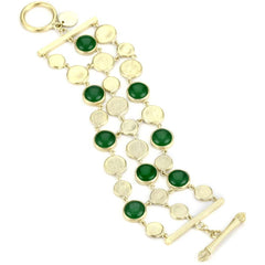 18K YG Plated, Color Enhanced Jade Coin Disc Bracelet