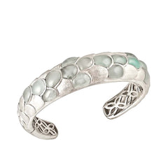 Sterling Silver, Aquamarine Fish Scale Cuff