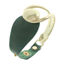 18K YG Plated, Hunter Green Leather Button Snap Rider'S Cuff Bracelet