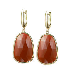 14K YG Plated Faceted Carnelian Earrings