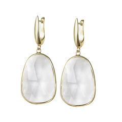 14K YG Plated Faceted Crystal Quartz Earrings