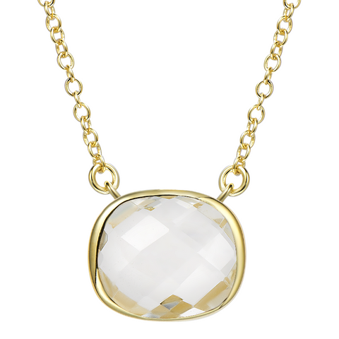 14K YG Plated Faceted Crystal Quartz Necklace