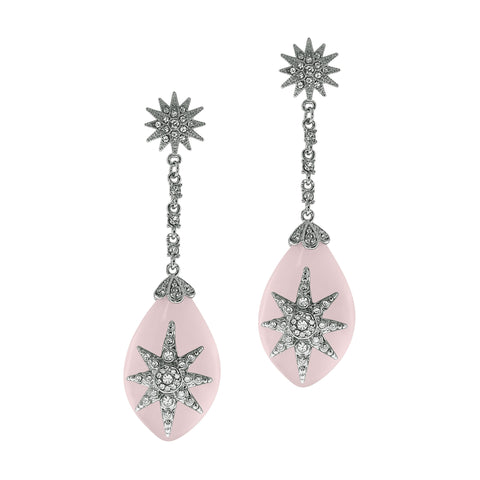 "Deco Starburst" Pink Ice Earrings