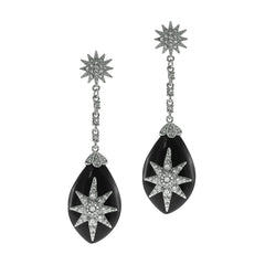 "Deco Starburst" Black Earrings