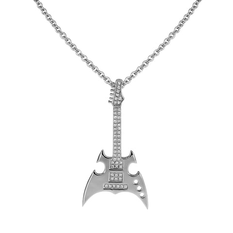 Classic Guitar Sterling Silver Pendant Necklaces