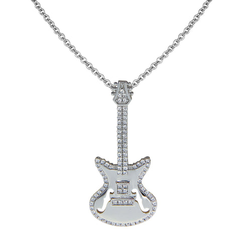 Electric Guitar Sterling Silver Pendant Necklaces