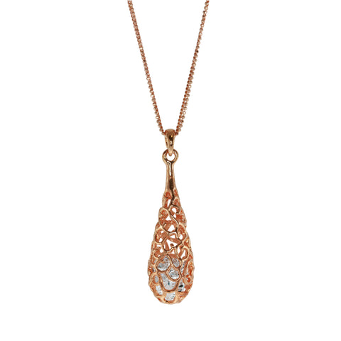 18k Rose Gold plated, Crystal Cage Double Cube Pendant Necklace