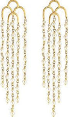 18Kt YG Plated Brass, White Fresh Water Pearl Earrings