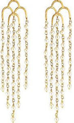 18Kt YG Plated Brass, White Fresh Water Pearl Earrings
